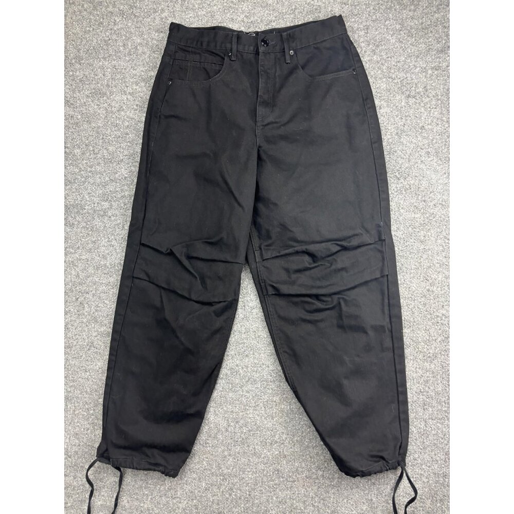 Good American Black Drawstring Cargo Track Pants